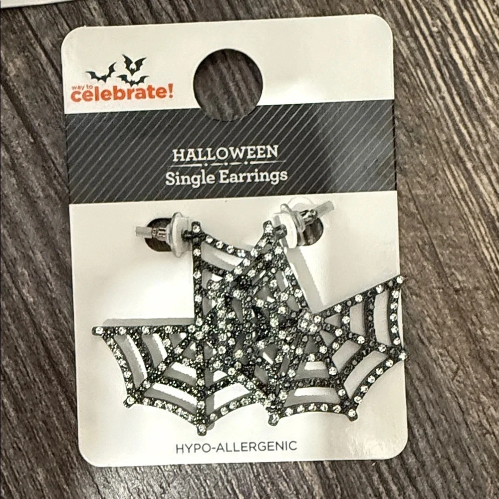 3 Halloween Earrings Set - Black,Purple and white